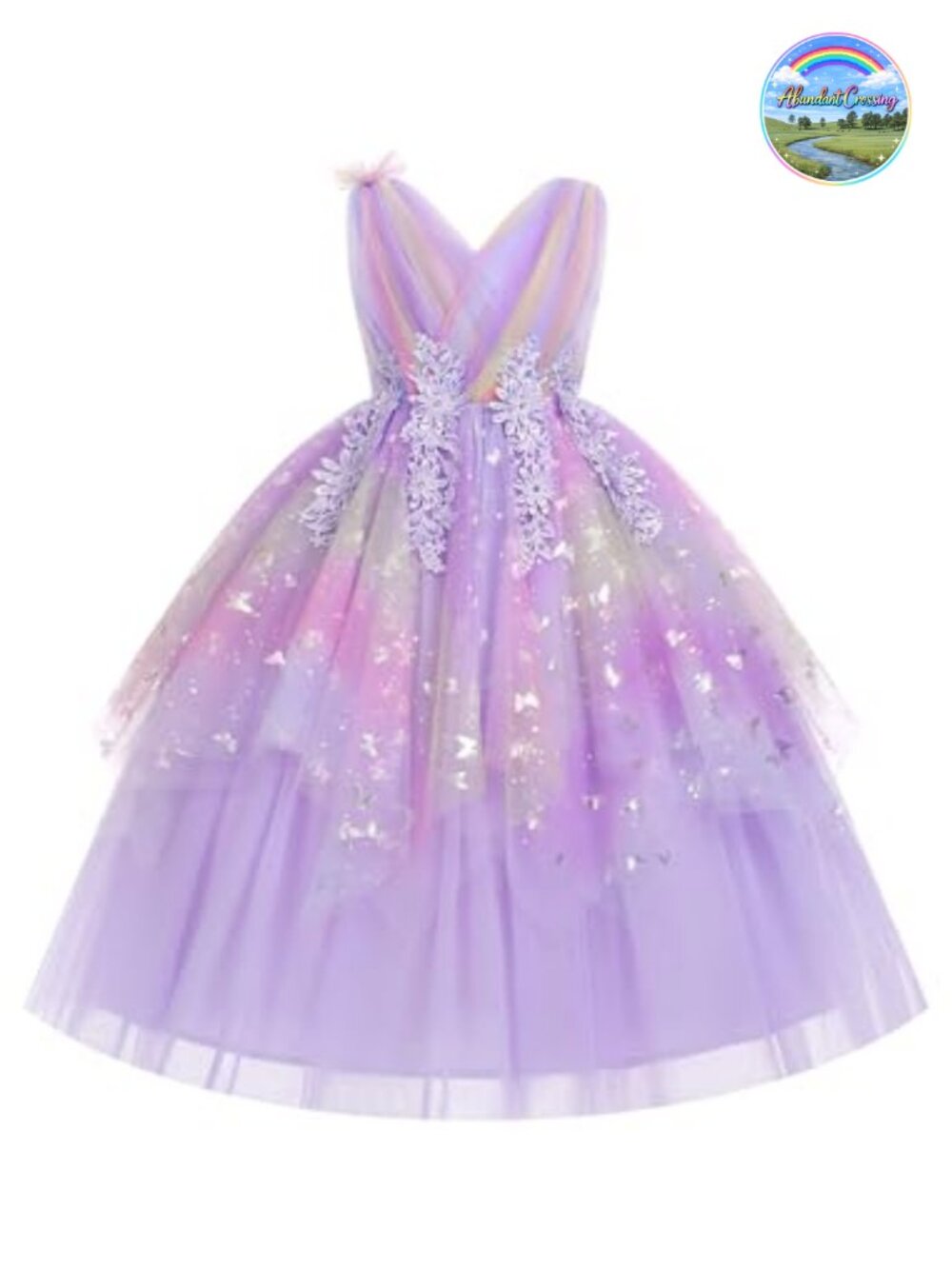 Girls Sequin Butterfly Flower Tulle Maxi Formal Dress Kids Pageant Gown